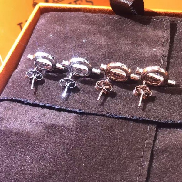 High quality and high version Hermes earrings with pig nose and full diamond Q-shaped earrings electroplated with 18K real gold