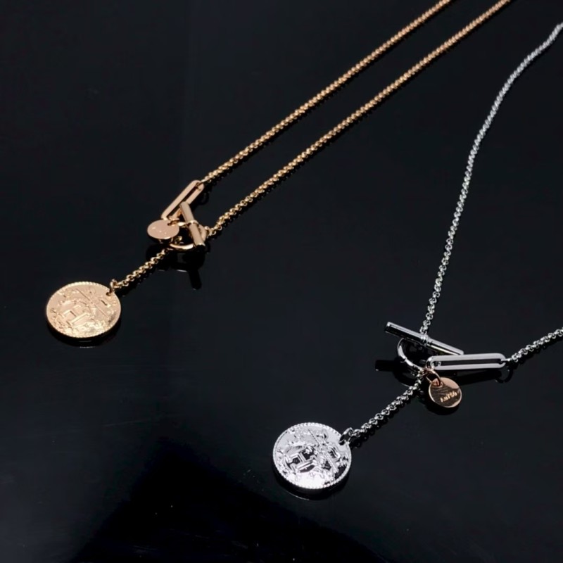 Luxury brand Hermes Necklace New high-definition steel stamp coin necklace factory direct sales free shipping