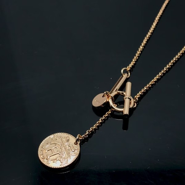 Luxury brand Hermes Necklace New high-definition steel stamp coin necklace factory direct sales free shipping