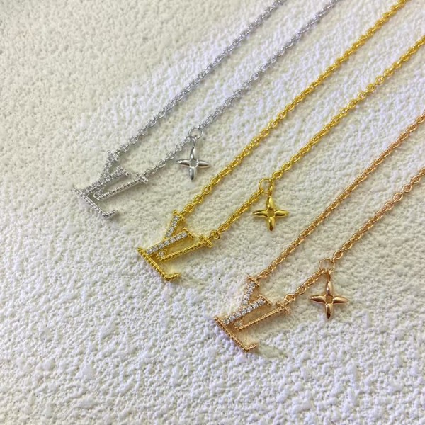 Classic brand LV necklace New Half Diamond Letter Necklace Factory Direct Sales Free Shipping 