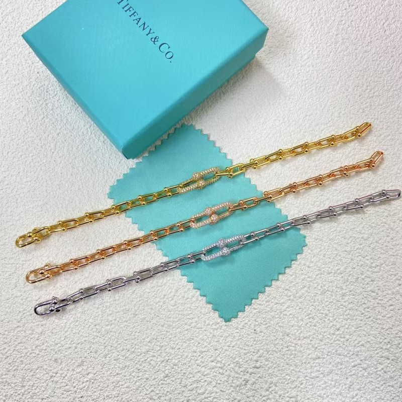 Classic Brand Tiffany Bracelet New Double U Full Diamond Smooth Bracelet Factory Direct Sales Free Shipping