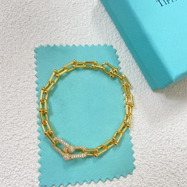 Classic Brand Tiffany Bracelet New Double U Full Diamond Smooth Bracelet Factory Direct Sales Free Shipping 