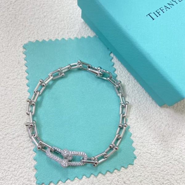 Classic Brand Tiffany Bracelet New Double U Full Diamond Smooth Bracelet Factory Direct Sales Free Shipping