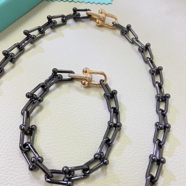 Classic Brand Tiffany Bracelet New Black Warrior Rose Gold Double U Bracelet Factory Direct Sales Free Shipping