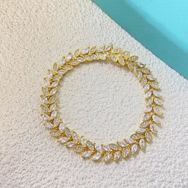 Classic Brand Tiffany Bracelet New multi section diamond studded horse eye stone leaf bracelet Factory Direct Sales Free Shipping 