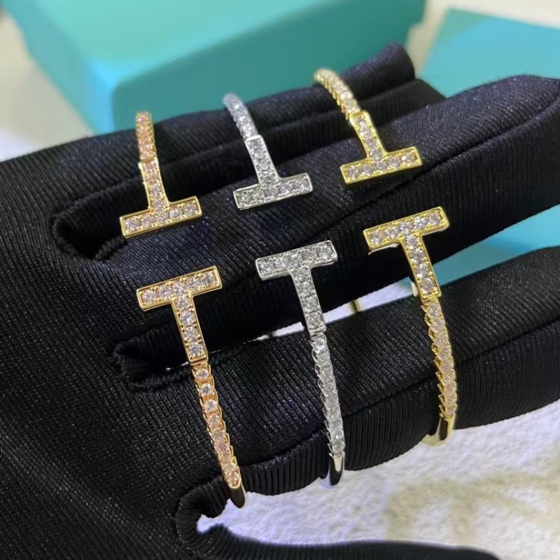 Classic Brand Tiffany Bracelet New New HHB Full Diamond Double T Bracelet Factory Direct Sales Free Shipping