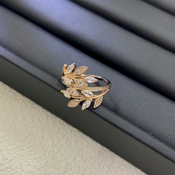 Classic brand Tiffany New Diamond studded Leaf Ring Factory Direct Sales with Free Shipping 