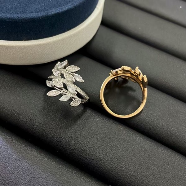 Classic brand Tiffany New Diamond studded Leaf Ring Factory Direct Sales with Free Shipping