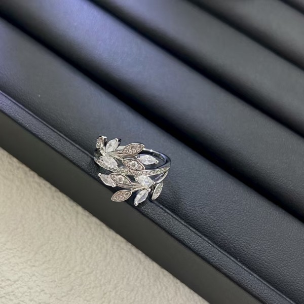 Classic brand Tiffany New Diamond studded Leaf Ring Factory Direct Sales with Free Shipping