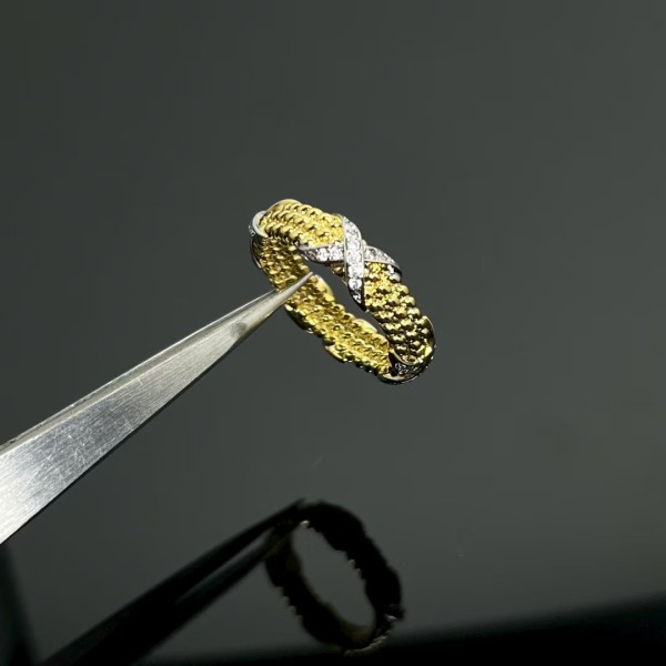 Classic brand Tiffany New Cross Diamond Beaded Ring Factory Direct Sales with Free Shipping