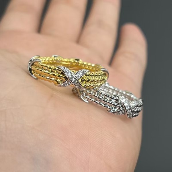 Classic brand Tiffany New Cross Diamond Beaded Ring Factory Direct Sales with Free Shipping