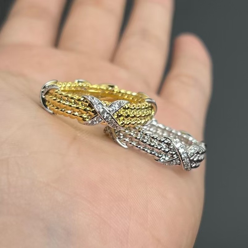 Classic brand Tiffany New Cross Diamond Beaded Ring Factory Direct Sales with Free Shipping