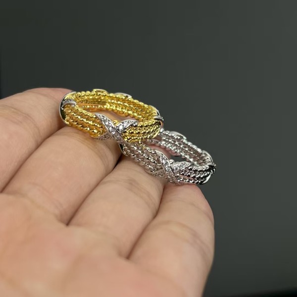 Classic brand Tiffany New Cross Diamond Beaded Ring Factory Direct Sales with Free Shipping