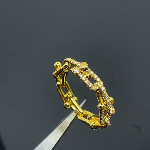 Classic brand Tiffany New Full Diamond Double U Ring Factory Direct Sales with Free Shipping 