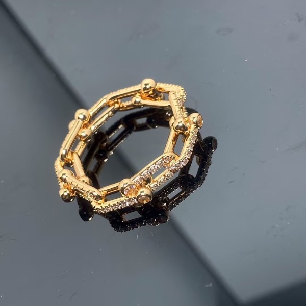 Classic brand Tiffany New Full Diamond Double U Ring Factory Direct Sales with Free Shipping