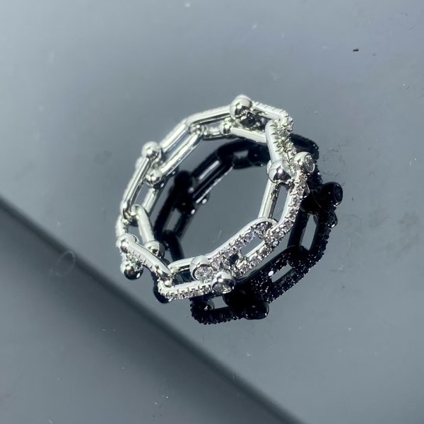 Classic brand Tiffany New Full Diamond Double U Ring Factory Direct Sales with Free Shipping