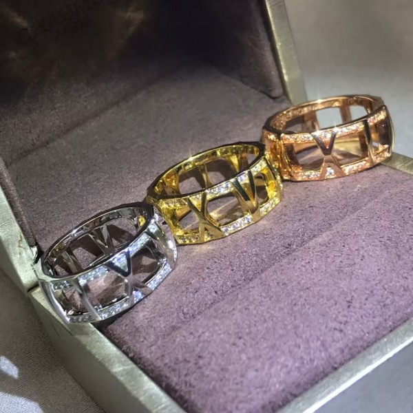 Classic brand Tiffany New Roman hollowed out diamond studded couple ring Factory Direct Sales with Free Shipping