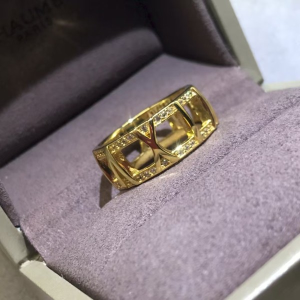 Classic brand Tiffany New Roman hollowed out diamond studded couple ring Factory Direct Sales with Free Shipping