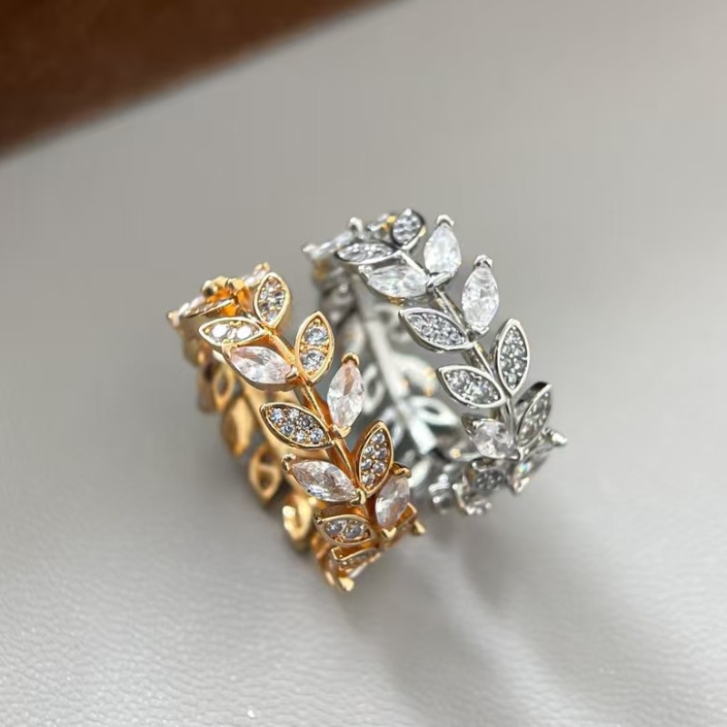 Classic brand Tiffany New Leaf Horse Eye Diamond Set Ring Factory Direct Sales with Free Shipping