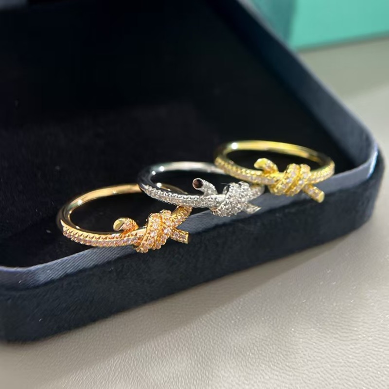 Classic brand Tiffany New Full Diamond Twisted Rope Ring Factory Direct Sales with Free Shipping