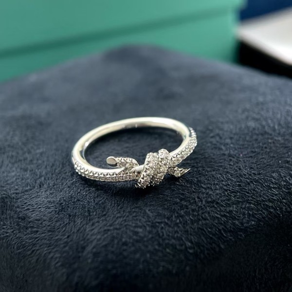 Classic brand Tiffany New Full Diamond Twisted Rope Ring Factory Direct Sales with Free Shipping