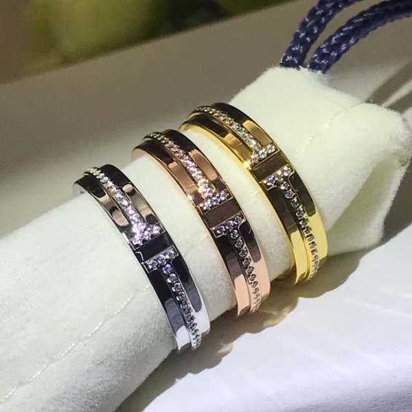 Classic brand Tiffany New Narrow Edge Mini Diamond Free Ring Factory Direct Sales with Free Shipping
