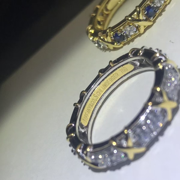 Classic brand Tiffany New Cross Diamond Color Separation Ring Factory Direct Sales with Free Shipping