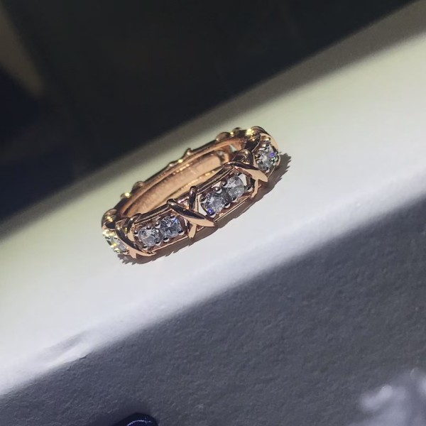 Classic brand Tiffany New Cross Diamond Color Separation Ring Factory Direct Sales with Free Shipping