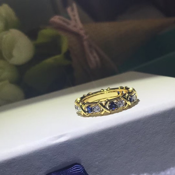 Classic brand Tiffany New Cross Diamond Color Separation Ring Factory Direct Sales with Free Shipping
