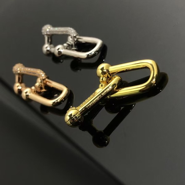 Classic Brand Tiffany Earrings New Half Diamond Double U Earrings Factory Direct Sales Free Shipping