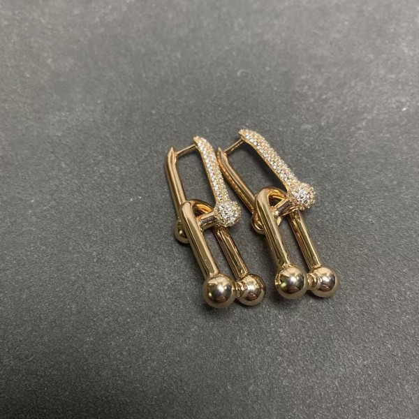 Classic Brand Tiffany Earrings New Half Diamond Double U Earrings Factory Direct Sales Free Shipping