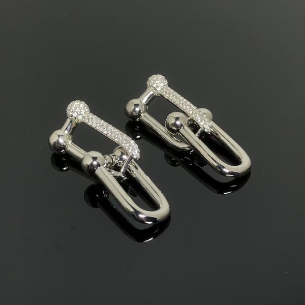 Classic Brand Tiffany Earrings New Half Diamond Double U Earrings Factory Direct Sales Free Shipping