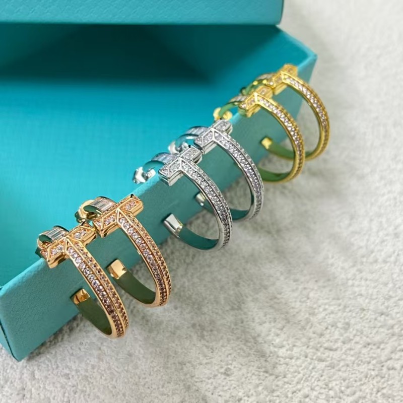 Classic Brand Tiffany Earrings New product ladder stone round diamond Earrings Factory Direct Sales Free Shipping