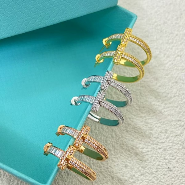 Classic Brand Tiffany Earrings New product ladder stone round diamond Earrings Factory Direct Sales Free Shipping 