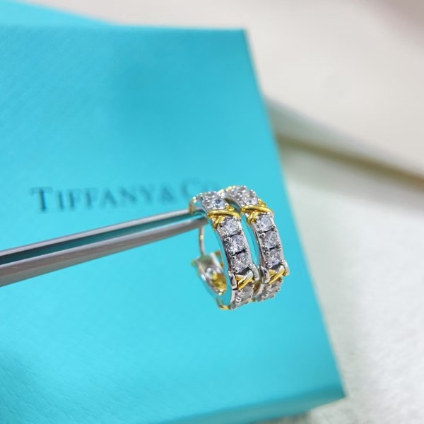 Classic Brand Tiffany Earrings New diamond studded cross earrings Factory Direct Sales Free Shipping 