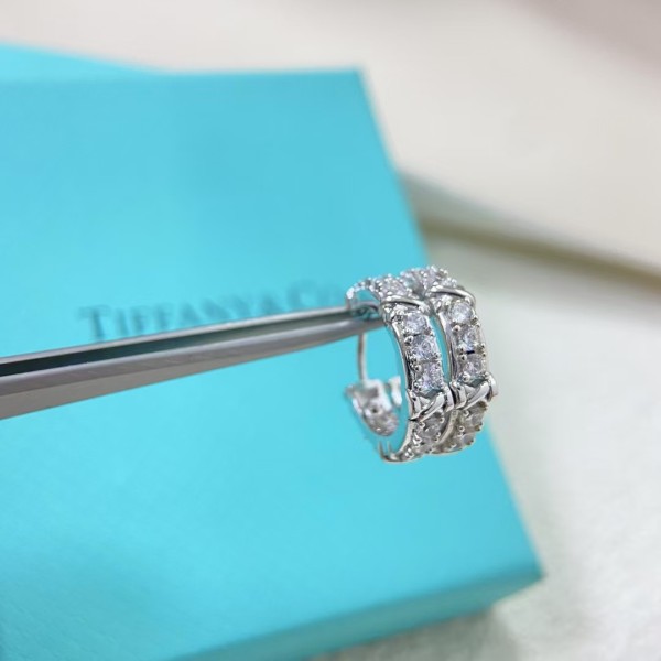 Classic Brand Tiffany Earrings New diamond studded cross earrings Factory Direct Sales Free Shipping