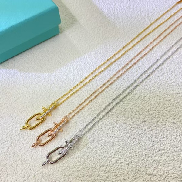 Classic Brand Tiffany Necklace New Diamond studded Willow Nail Necklace Factory Direct Sales Free Shipping