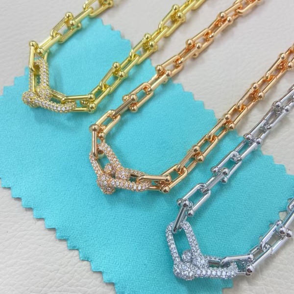 Classic Brand Tiffany Necklace New Diamond studded Double U Necklace Factory Direct Sales Free Shipping 