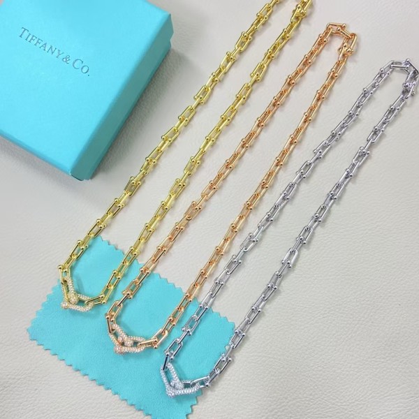 Classic Brand Tiffany Necklace New Diamond studded Double U Necklace Factory Direct Sales Free Shipping