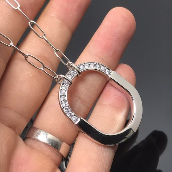 Classic Brand Tiffany Necklace New Small U-shaped Lock Half Diamond Necklace Factory Direct Sales Free Shipping 