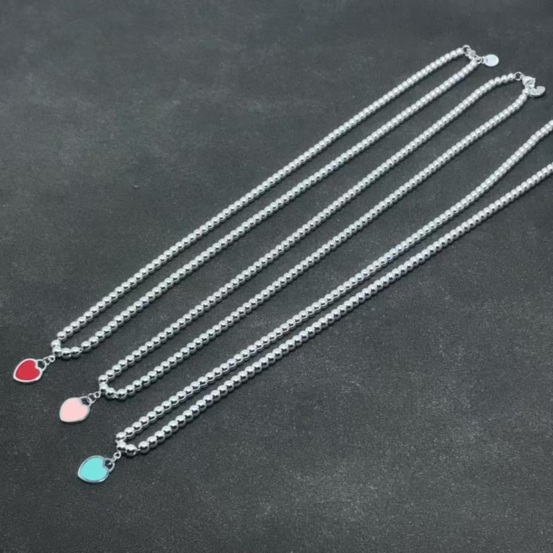 Classic Brand Tiffany Necklace New Buddhist bead peach heart necklace Factory Direct Sales Free Shipping