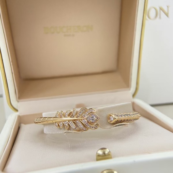 Classic brand Boucheron New Full Diamond Feather Bracelet Factory Direct Sales with Free Shipping
