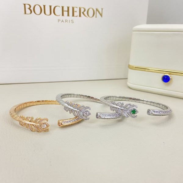 Classic brand Boucheron New Full Diamond Feather Bracelet Factory Direct Sales with Free Shipping 