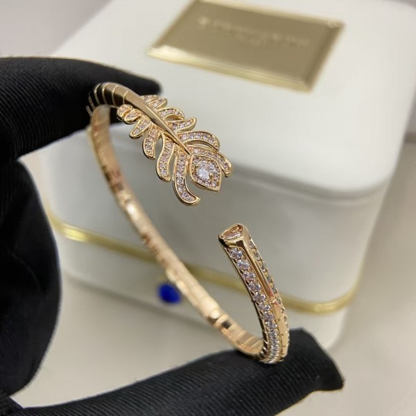 Classic brand Boucheron New Full Diamond Feather Bracelet Factory Direct Sales with Free Shipping