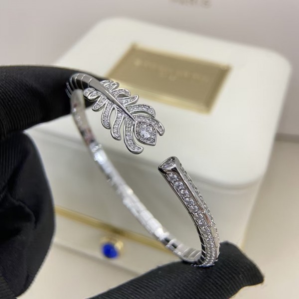 Classic brand Boucheron New Full Diamond Feather Bracelet Factory Direct Sales with Free Shipping
