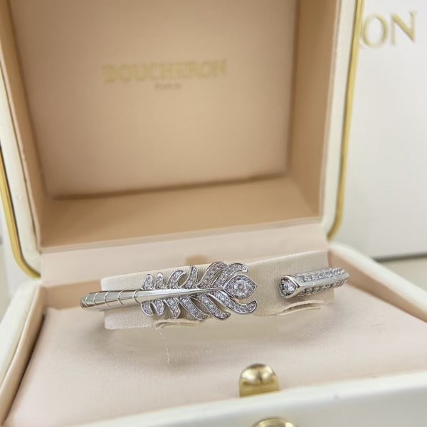 Classic brand Boucheron New Full Diamond Feather Bracelet Factory Direct Sales with Free Shipping