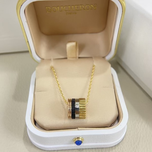 Classic brand Boucheron New single diamond wide version four-color necklace Factory Direct Sales with Free Shipping