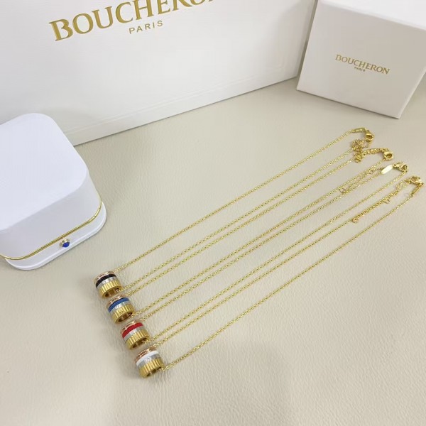 Classic brand Boucheron New single diamond wide version four-color necklace Factory Direct Sales with Free Shipping