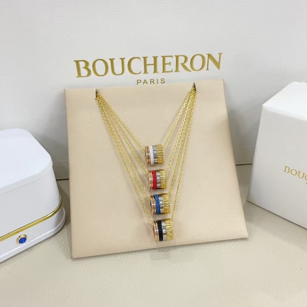 Classic brand Boucheron New single diamond wide version four-color necklace Factory Direct Sales with Free Shipping