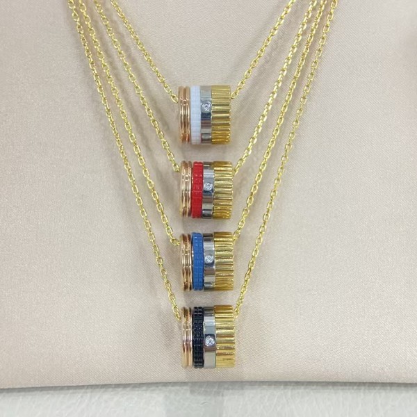 Classic brand Boucheron New single diamond wide version four-color necklace Factory Direct Sales with Free Shipping 